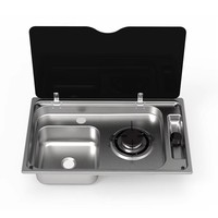 Table de cuisson au gaz portable de luxe la plus populaire avec couvercle en verre trempé pour camping-car, camping, caravane, VR et utilisation en voiture