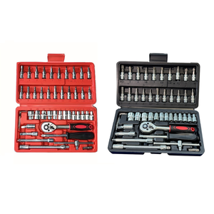 46-Piece 1/4\" Drive Metric Socket Wrench Set Reversible Ratchet <strong>Drill</strong> <strong>Bit</strong> Sockets Iron Construction Uncharged Hard Case <strong>Box</strong> OEM - Product Image 1