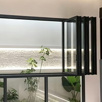 Ventana Plegable Aomeja, Corredera Vertical, Doble Acristalamiento, Vidrio Templado, Marco de Aleación de Aluminio, Moderna, Insonorizada e Impermeable para Villas