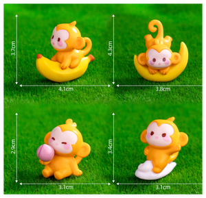 Con khỉ nhỏ dễ thương với mặt trăng chuối đào động vật bức tượng số lượng lớn động vật nhỏ bên ủng hộ mùa hè bánh Topper vườn tượng đồ chơi - Product Image 5