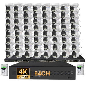Jianvision 64CH 4K NVR Kit de surveillance réseau dôme tourelle de sécurité intérieure caméra IP 8MP grand Angle micro intégré 2 disques durs - Product Image 1