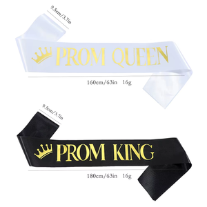 Ceinture de bal de remise des diplômes avec bretelles spaghetti-Écharpe de lettrage en feuille d'or PROM KING/QUEEN pour Costumes de fête Bachelor/Bachelorette - Product Image 1