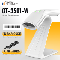 Escáner de Código de Barras Láser 1D Xincode, Lector de Código de Barras Portátil de Mano, Escáner de Código de Barras USB con Cable y Soporte, Pistola de Escaneo GT-3501-W