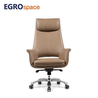 EGROspace Chaise de bureau de direction ergonomique en cuir haut de gamme, pivotante, réglable, avec dossier haut, pour réunions et cadres
