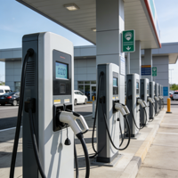 Borne de recharge pour véhicules électriques 60 kW conviviale avec interface tactile