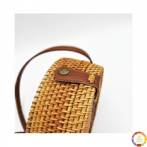 Bolso de mimbre hecho a mano Vietnam moda Tote ecológico bolso redondo para uso en viajes de verano - Product Image 1