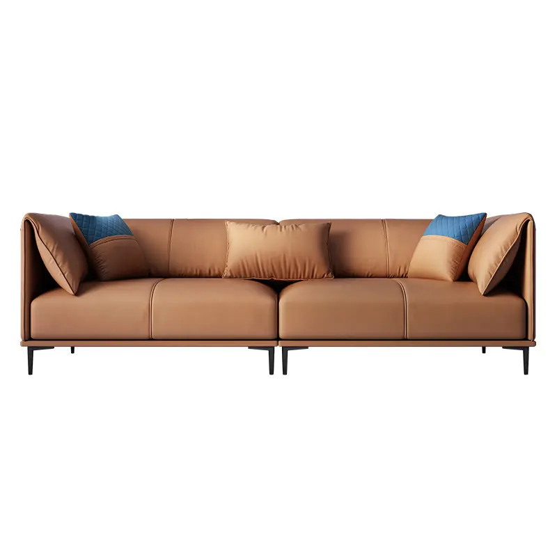 İskandinav tarzı deri kanepe modern oturma odası L şeklinde kanepe ev mobilya seti
