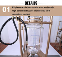 Cuve de réaction à double enveloppe en verre borosilicate 3.3 de 10L avec agitation et moteur à induction CA, conception antidéflagrante