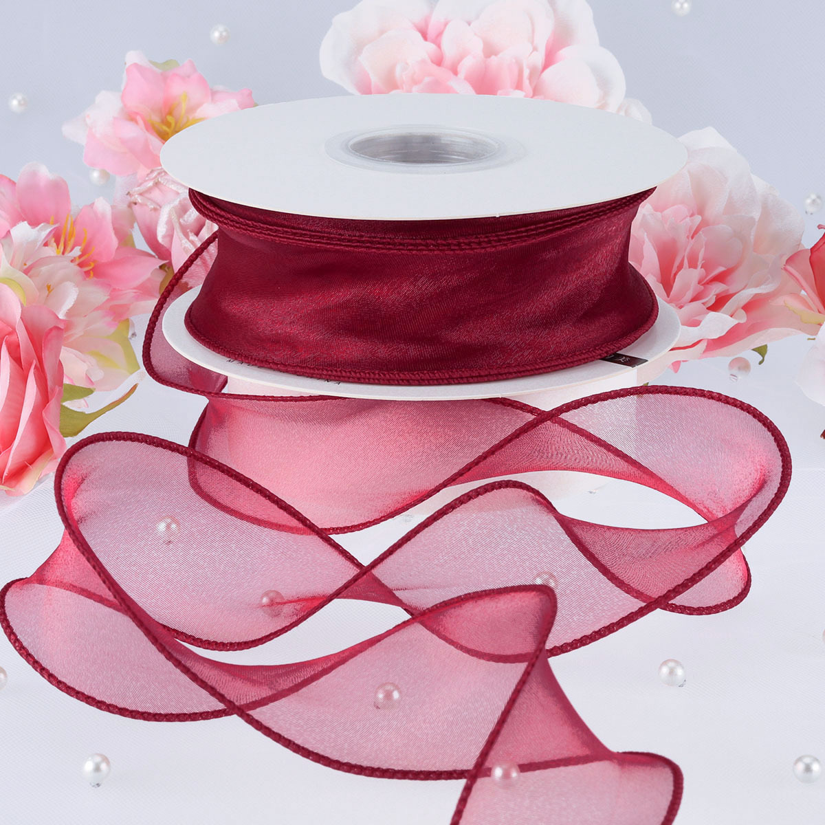 Gift Ribbon 40mm Wavy Coiled Silk Thread Fishtail Yarn Curled Organza Ribbon Cake Handcrafted Gift Box Bow Decoration
