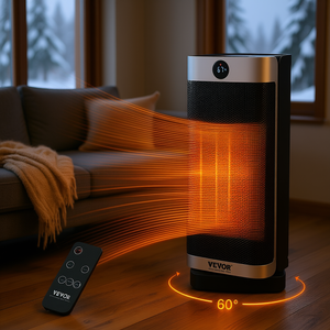 Vevor Chauffage Électrique Portable 16 Pouces avec Élément Chauffant PTC, Télécommande et Thermostat, Ventilateur Chauffant pour Usage Domestique - Product Image 2