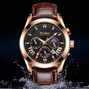 Reloj de Lujo para Hombre Drioshipping con Tres Esferas Pequeñas, Correa de Cuero PU Impermeable, Banda de Acero Inoxidable, Reloj de Pulsera de Cuarzo con Caja de Aleación - Product Image 5
