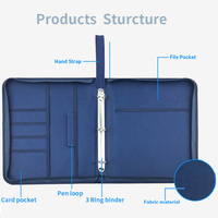 Portafolio A4 con Logotipo Personalizado, Organizador con 3 Anillas, Portafolio de Tela para Negocios, Carpeta Portafolio Personalizada