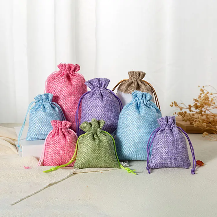 Wholesale 10X14cm Window Clear Burlap Organza Drawstring Bag Wedding Party Gift Bag Jewelry Packaging Pouch