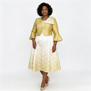 Vestido de Alta Calidad para Mujer, Talla Grande, Estilo Africano, Conjunto de 2 Piezas, Vestido y Abrigo para Mujer, Vestido de Iglesia - Product Image 4