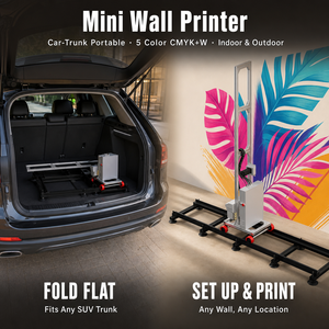 Imprimante murale verticale UV mini pour coffre de voiture CMYK+W, <span class=keywords><strong>machine</strong></span> d'impression murale directe haute précision - Product Image 1