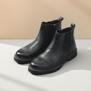 Bottes en cuir de style britannique pour hommes, chaussures en cuir à plateforme, chaussures en cuir à tige haute, chaussures en cuir formelles pour hommes, bottes de ville, bottes <span class=keywords><strong>Chelsea</strong></span> pour hommes - Product Image 1