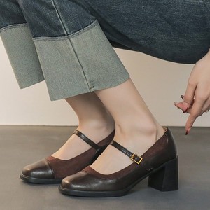 <span class=keywords><strong>Scarpe</strong></span> <span class=keywords><strong>Mary</strong></span> <span class=keywords><strong>Jane</strong></span> vintage nere da donna con <span class=keywords><strong>tacco</strong></span> grosso, punta quadrata, suola in gomma e cinturino con fibbia - Product Image 2
