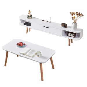 Ensemble meuble TV et <span class=keywords><strong>table</strong></span> basse en panneaux <span class=keywords><strong>de</strong></span> particules à prix abordable avec espace <span class=keywords><strong>de</strong></span> rangement pour le salon - Product Image 3