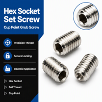 Vis sans tête à six pans creux en acier inoxydable, à pointe coupée, entièrement filetée, pour fixation de machines