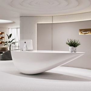 Jufengshang Painted Beauty <b>Salon</b> Cashier Desk Irregular Arc Semicircle Office <b>Furniture</b> for Company Reception Bar Counter - Product Image 1