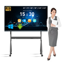 65 75 86 İnç İnteraktif Düz Panel Android/Windows, Konferanslar için Ops Yuvası ile, 40 Nokta Dokunmatik 4k Akıllı Tahta, Eğitim İçin