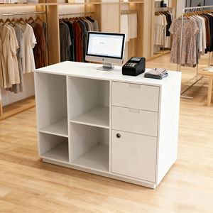 Armoire peinte en blanc avec 4 compartiments et 3 tiroirs Armoire de rangement spacieuse et fonctionnelle pour les magasins de centres commerciaux - Product Image 2