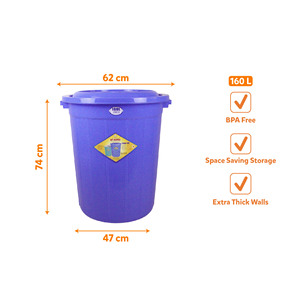 26-30L Large Capacity PP Plastic <b>Bucket</b> <b>with</b> <b>Lid</b> Waterproof Eco-Friendly Lightweight Durable Household Storage Container - Product Image 5
