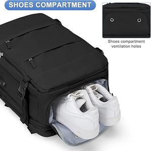 Ba lô có thể mở rộng màu đen-Túi du lịch thông thường sành điệu cho công việc & cuối tuần, mang theo bền cho nữ - Product Image 3