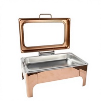 Matériel hôtelier : Réchauds de buffet de luxe en acier inoxydable de 9 litres, finition or rose, électriques/gaz/à combustible, pour maintien au chaud des aliments