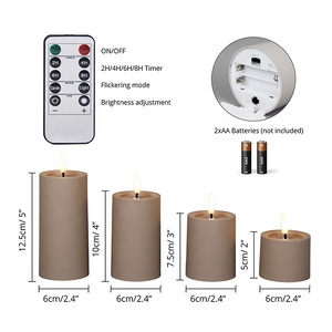 Trang trí nội thất màu nâu hiệu ứng 3D Pin hoạt động nhựa mỏng đèn <span class=keywords><strong>LED</strong></span> <span class=keywords><strong>Flameless</strong></span> nến với 10-Key hẹn giờ từ xa - Product Image 2