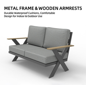 Hiện đại tất cả-nhôm x-khung thiết kế Modular sofa Set bàn ăn tự do combinable đồ gỗ ngoài trời cho Patio vườn công viên sử dụng - Product Image 4