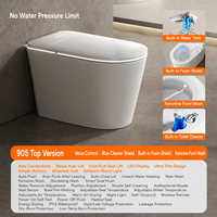 WC intelligent carré moderne avec télécommande, siphon en S/P, sans limite de pression d'eau, réservoir encastré, siège chauffant, tension personnalisable