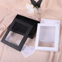 Boîtes d'affichage cosmétiques pour ongles en matériau recyclé Papier cadeau en carton blanc Fermeture magnétique pour fenêtre en PVC transparent Doublure en éponge