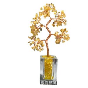 <b>Crystal</b> <b>Tree</b> Green Aventurine Citrine Glass Cube Home Office Decor Luxury Gift - Product Image 5