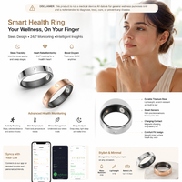 Nuevo Anillo Inteligente de Salud con Diamantes de Imitación de 6.3mm, Control Remoto de la Aplicación, Seguimiento del Sueño, Cuidado Familiar, Ciclo Menstrual, Variabilidad del Estrés y Frecuencia Cardíaca (HRV)