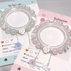 Trendy Colorful Sweet Fantasy Popcorn Cracked Beads <b>Bracelet</b> for Women Girls Elegant Flower Charm Pendant Hand <b>Beaded</b> <b>Bracelet</b> - Product Image 1