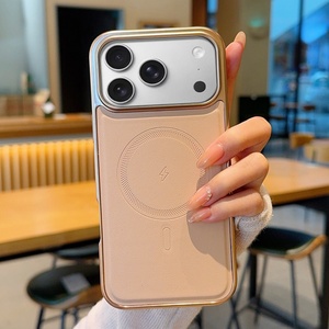 เคสโทรศัพท์หนัง PU หรูหรา พร้อมแม่เหล็ก สำหรับ iPhone 17 14 15 16 Pro Max กรอบเคลือบไฟฟ้า รองรับการชาร์จไร้สาย ป้องกันการกระแทก - Product Image 1