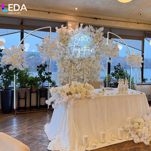 LEDA Indoor Event Party White LED Fan-shaped Metal Background <b>Frame</b> Simple Wrought Iron Hanging Flower Arch for <b>Wedding</b> - Product Image 1