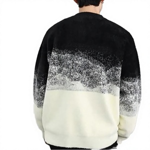 Pull en mohair rayé pour homme, ODM 340g, tricot ample dégradé tendance pour l'automne - Product Image 3