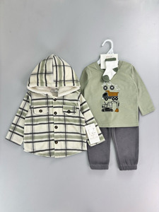 Ensemble 4 pièces décontracté pour bébé garçon RZ, première collection, style décontracté, veste et haut à manches longues 100 % coton, motif uni - Product Image 2