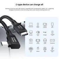 Câble de données USB4 mâle-mâle type C multifonctionnel, transmission haute vitesse 40G, charge rapide 240W, câble vidéo 8K Thunderbolt 4/3