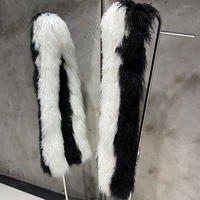 Écharpe longue en fourrure de mouton de Mongolie naturelle pour femmes, châle surdimensionné en vraie fourrure, écharpe moelleuse, cache-cou d'hiver