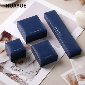 Huayue изготовленный на заказ синий роскошный бумажный пластиковый комплект ювелирных изделий упаковочная коробка с логотипом - Product Image 2