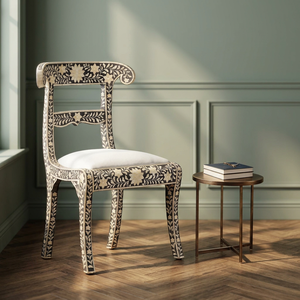 Chaise de salle à manger moderne haut de gamme en os incrusté, design floral, faite à la main, pour hôtels et usage extérieur - Product Image 1