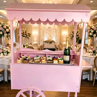 Chariot à bonbons moderne en bois, très populaire, avec roues, pour décorations de mariage et d'anniversaire intérieures/extérieures, fournitures de fête