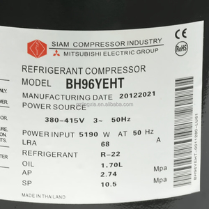 Compresor Scroll Hermético Mitsubishi SIAM R22 BH96YEHT 380-415V Trifásico para HVAC, Directo de Fábrica - Product Image 2