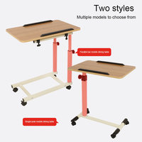 Meubles médicaux d'hôpital, table de chevet mobile pour patient, table de chevet réglable, plateau de chevet en bois avec pieds et roulettes en métal