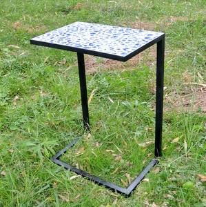 Tavolino Laterale in Metallo con Piedi Decorati a Mosaico per Esterni e Tempo Libero - Product Image 4