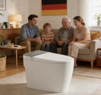 Toilette intelligente super pratique avec siège chauffant et télécommande, design moderne à poser au sol pour les maisons européennes et américaines