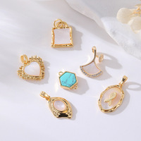 Breloques en laiton plaqué or 14 carats incrustées de nacre et de turquoise pour la fabrication de colliers et bijoux DIY, vente en gros, personnalisables